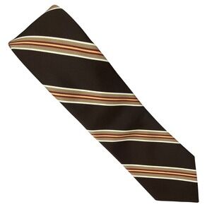 VTG Michel Tie Mens Brown Tan Red Striped Ribbed Textured Academia Indie 54x2.75